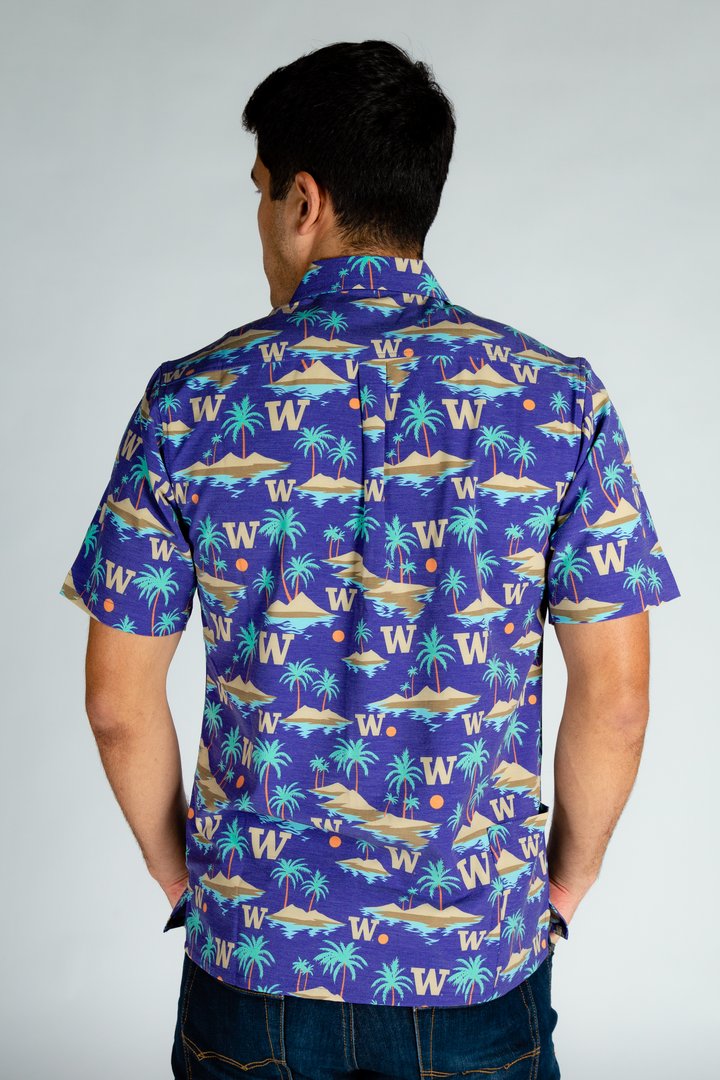The Husky Islands | Washington Huskies Vintage Style Hawaiian Shirt