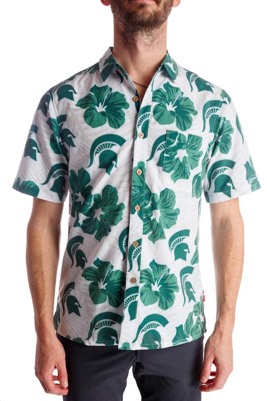 Lansing's Leisure | White Michigan State Hawaiian Shirt
