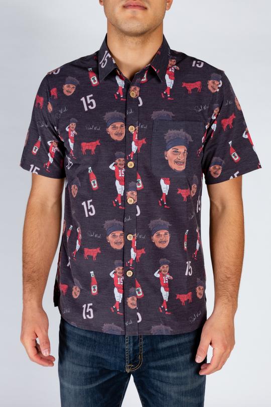 The Patrick Mahomes | Black Hawaiian With White Signatures Shirt