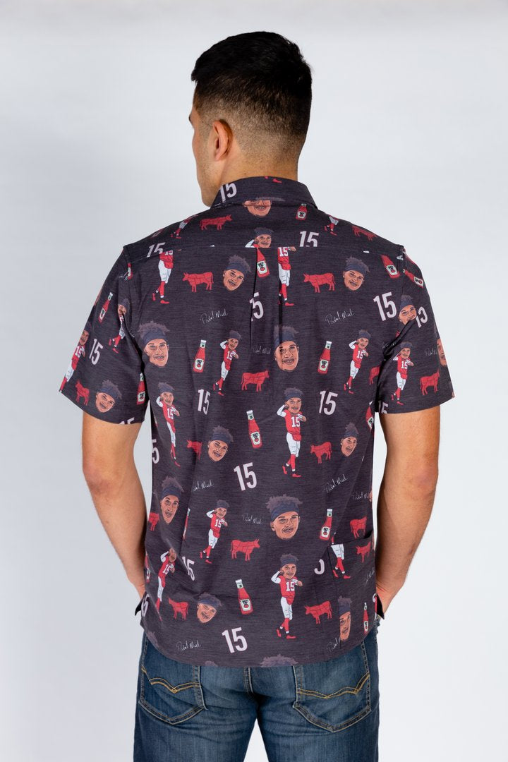 The Patrick Mahomes | Black Hawaiian With White Signatures Shirt