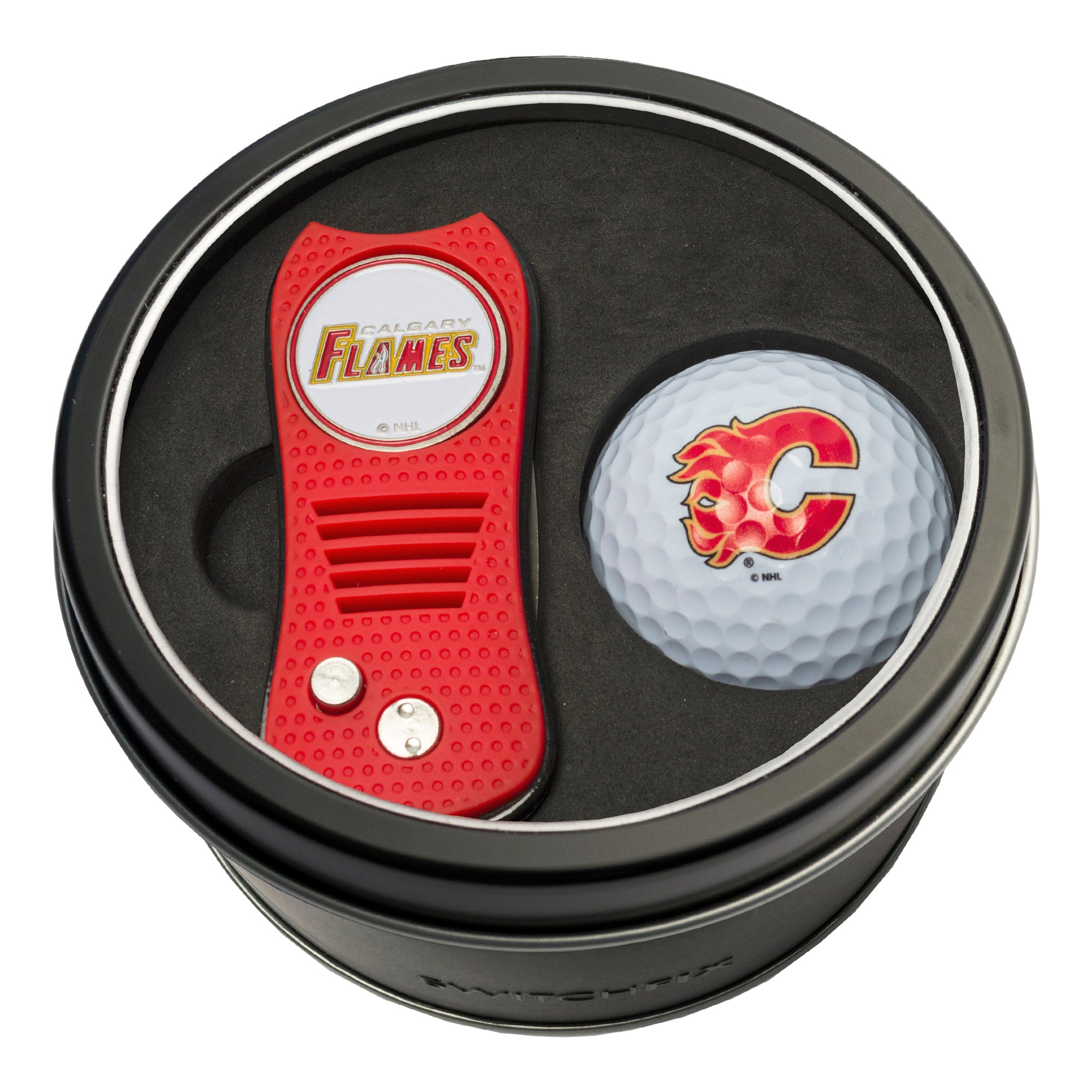 CALGARY FLAMES SWITCH BALL TIN