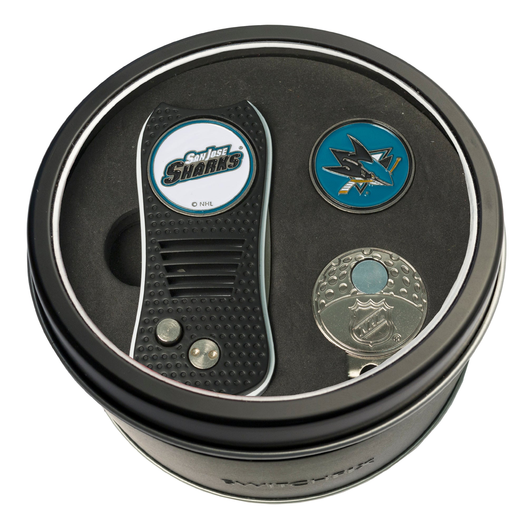 SAN JOSE SHARKS SWITCH CAP CLIP TIN