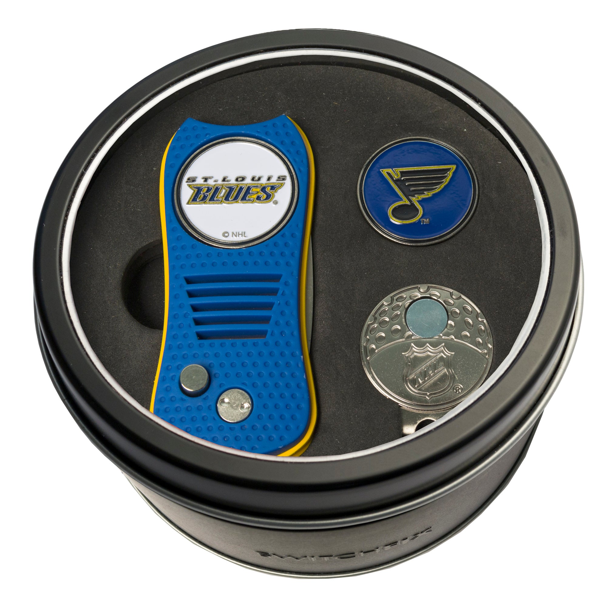 ST LOUIS BLUES SWITCH CAP CLIP TIN