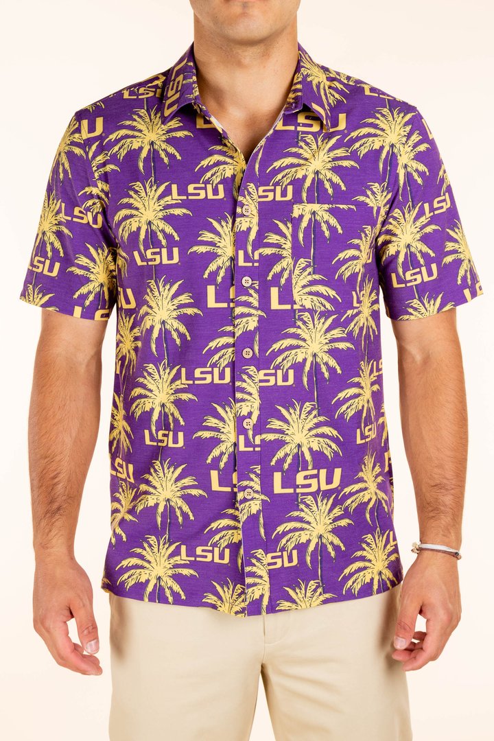 The Golden Palm | LSU Palm Tree Hawaiian Shirt