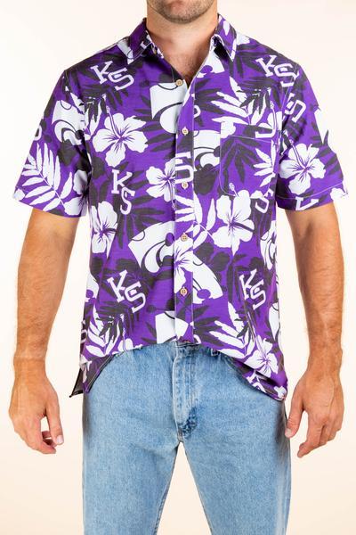 Kansas State Style | Men's KSU Purple Hibiscus Hawaiian Shirt