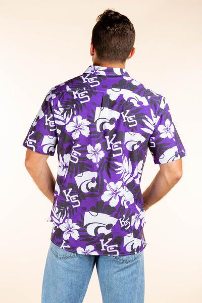 Kansas State Style | Men's KSU Purple Hibiscus Hawaiian Shirt