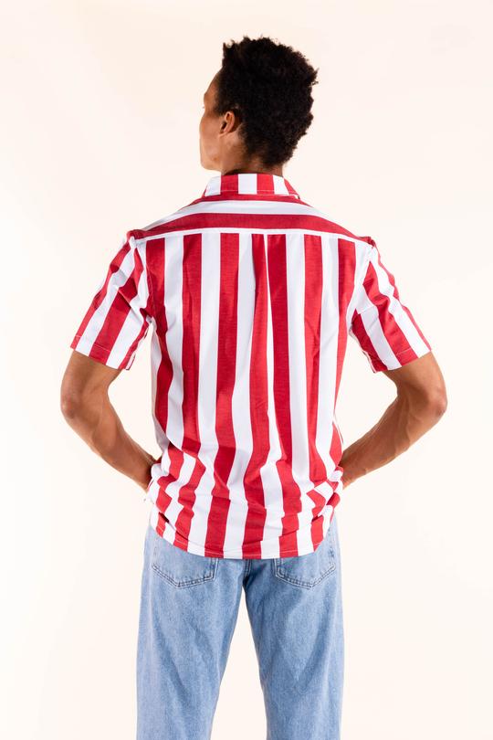 The Indy | Indiana University Red and White Striped Hawaiian Shirt