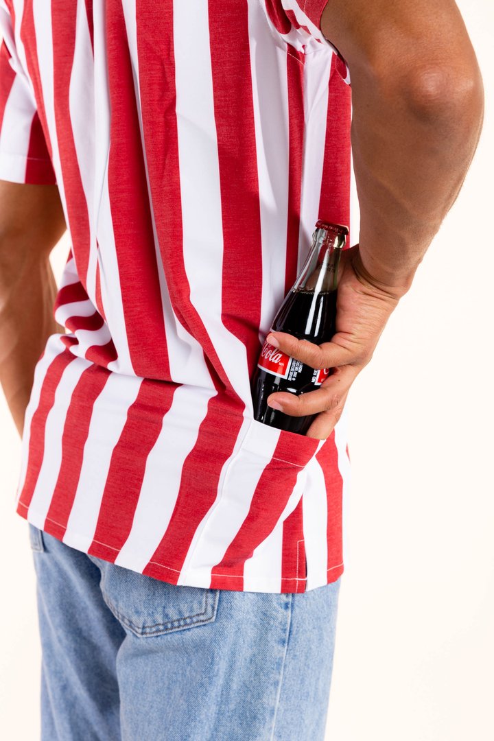The Indy | Indiana University Red and White Striped Hawaiian Shirt
