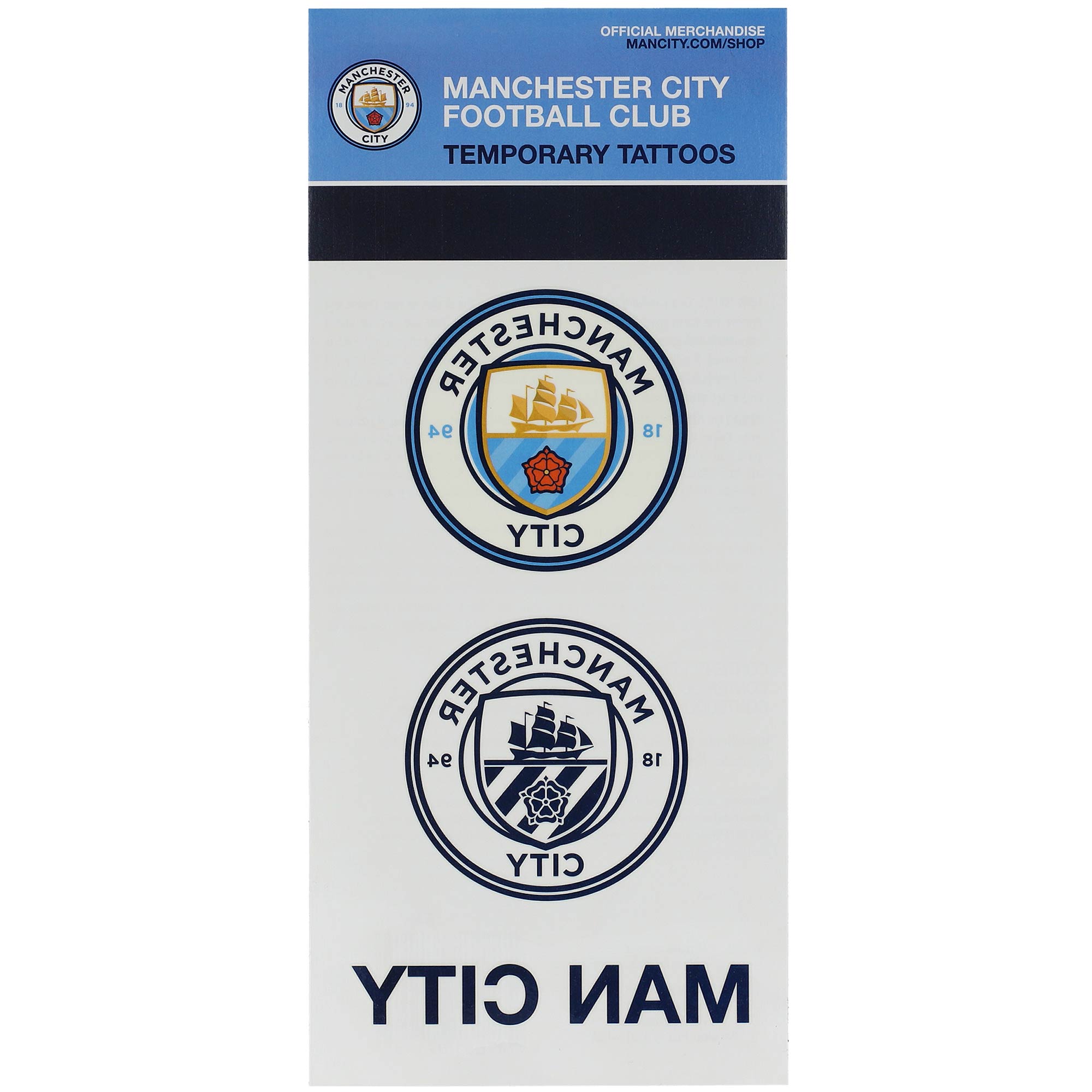 MANCHESTER CITY SINGLE SHEET TATTOO