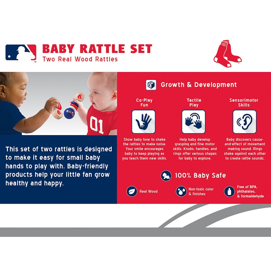 Boston Red Sox Wood Rattle Set