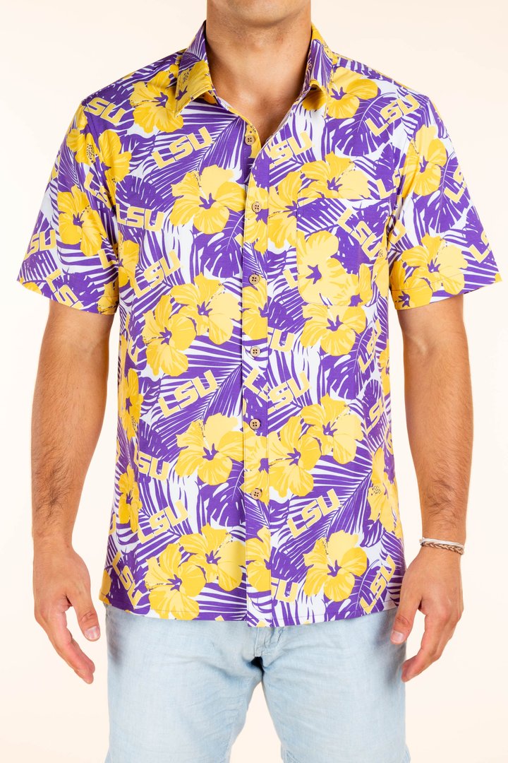 Yelleaux Hibiscus | LSU Hawaiian Shirt