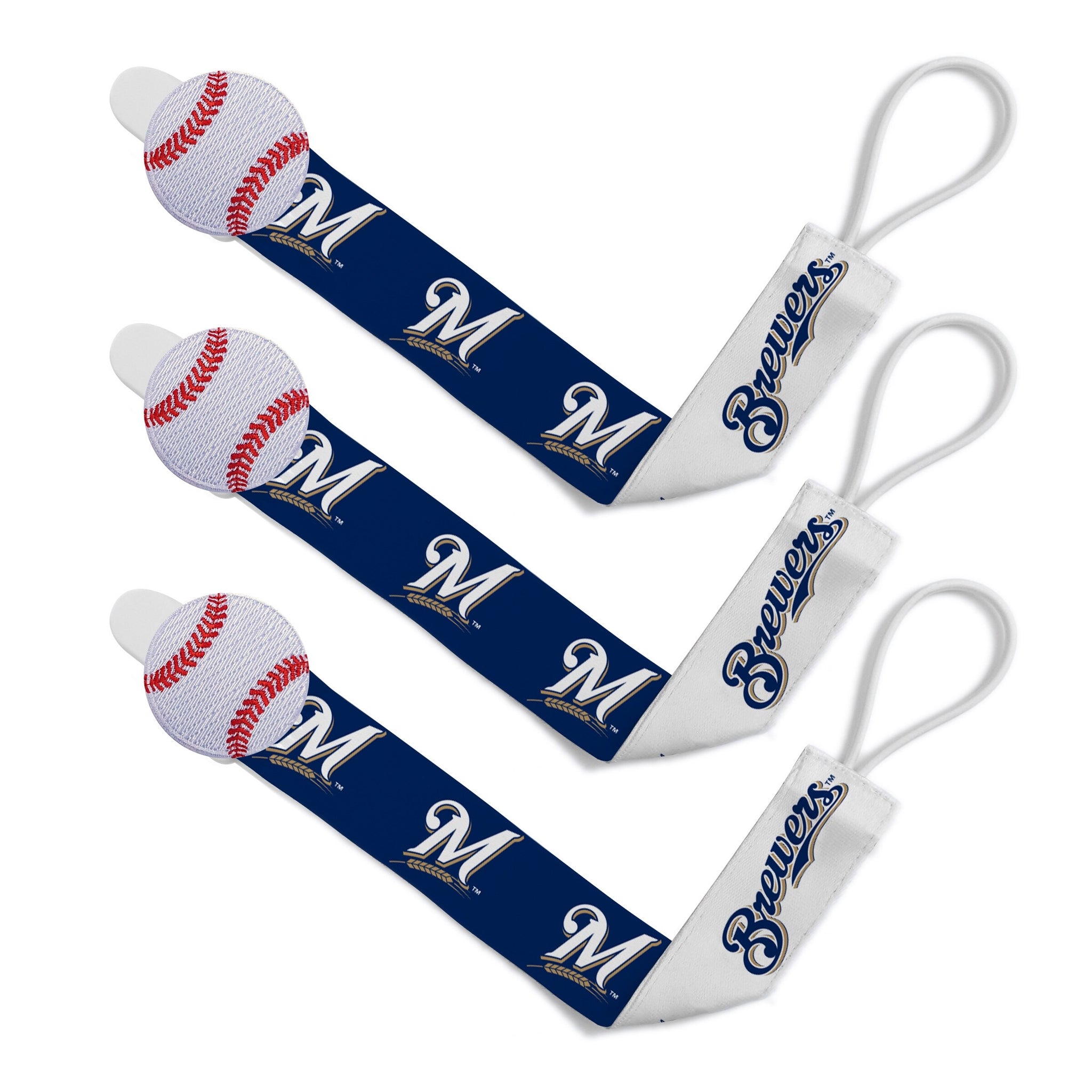 Milwaukee Brewers Pacifier Clips 3-Pack