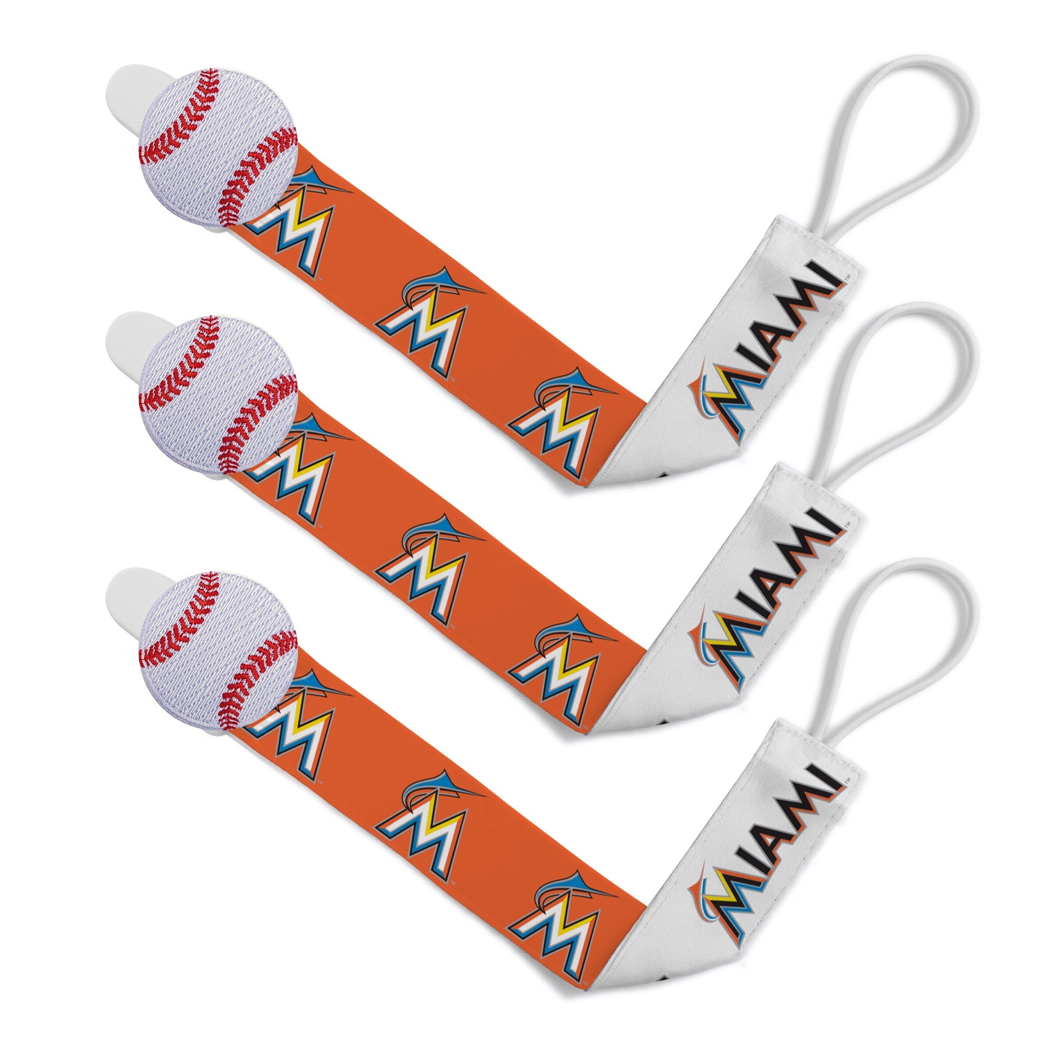 Miami Marlins Pacifier Clips 3-Pack