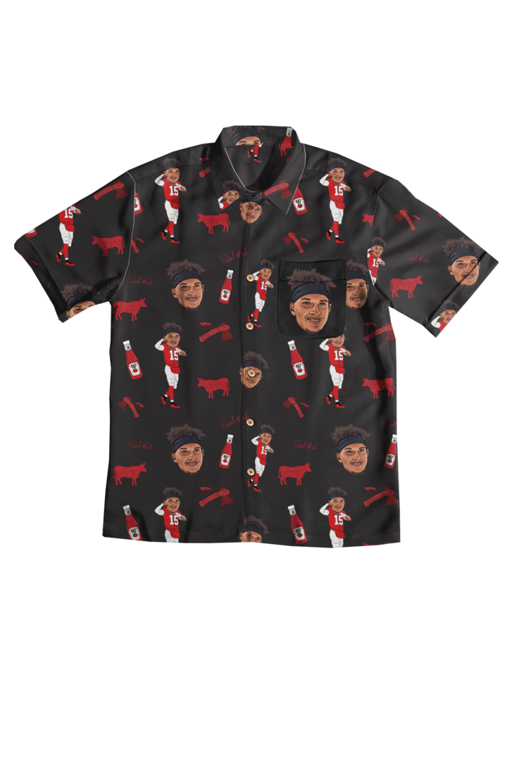 The Patrick Mahomes | Black With Red Signature Hawaiian Shirt