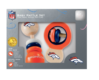 Denver Broncos Wood Rattle Set