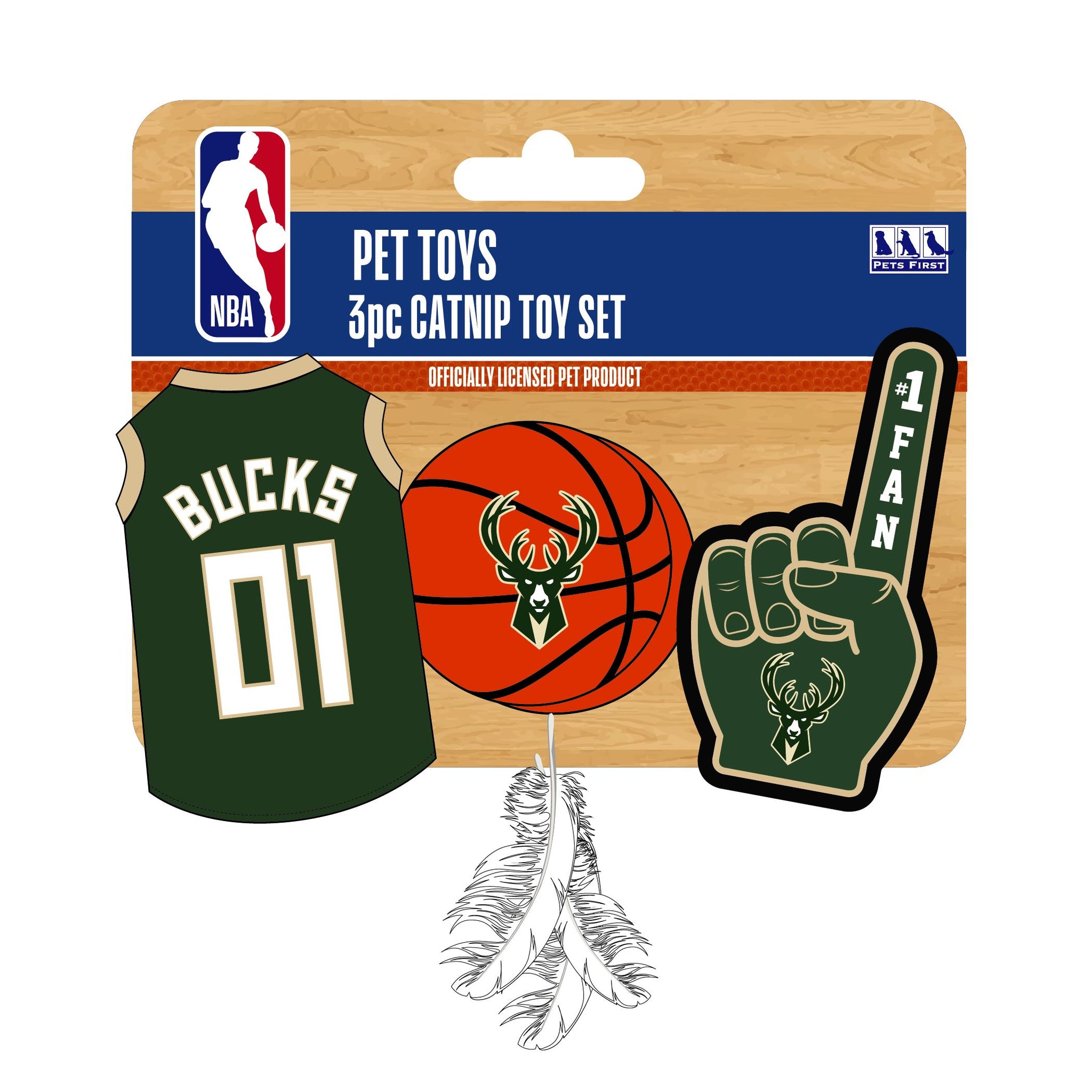 Milwaukee Bucks 3 PC Cat Nip Toy Set