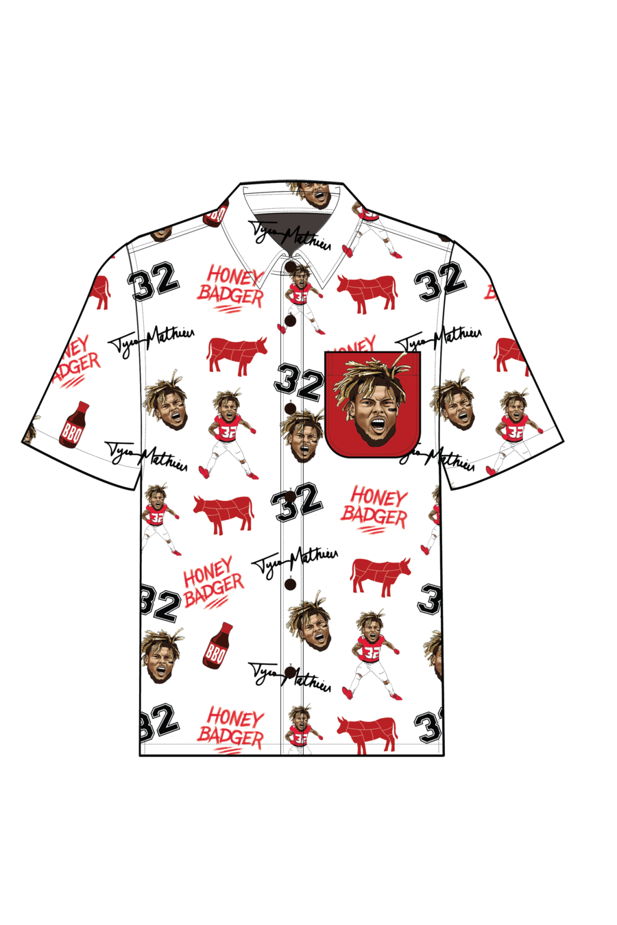 The Tyrann Mathieu | White NFLPA Hawaiian Shirt