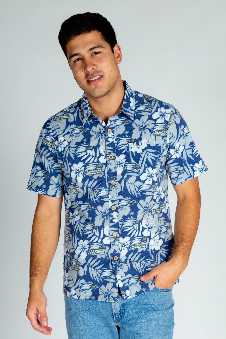 Georgia Southern Hibiscus Camp Shirt | Georgia Southern University Hawaiian Shirt